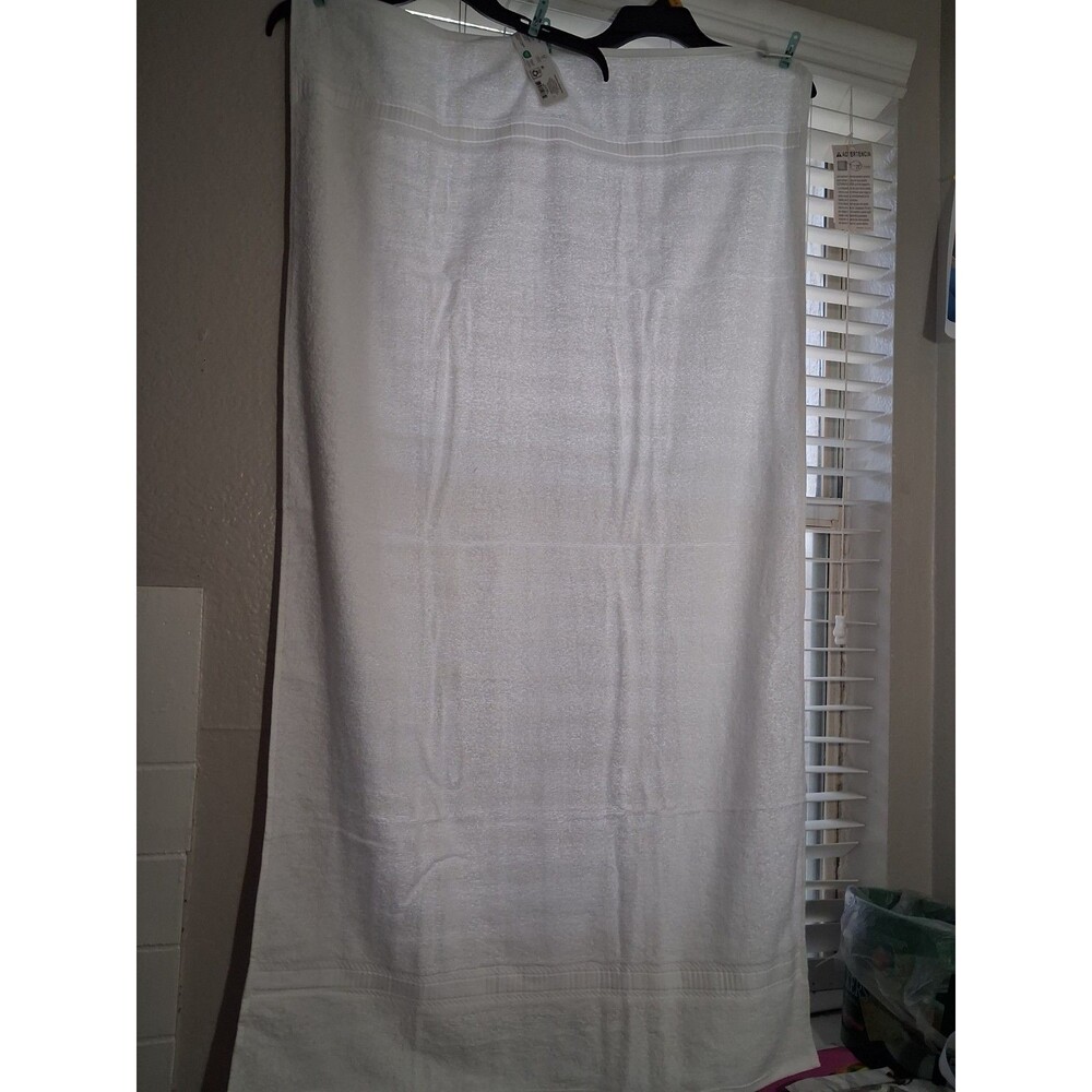 Mainstays Basic Bath Towel White 100% Cotton 27x52  Textured OEKO-TEX